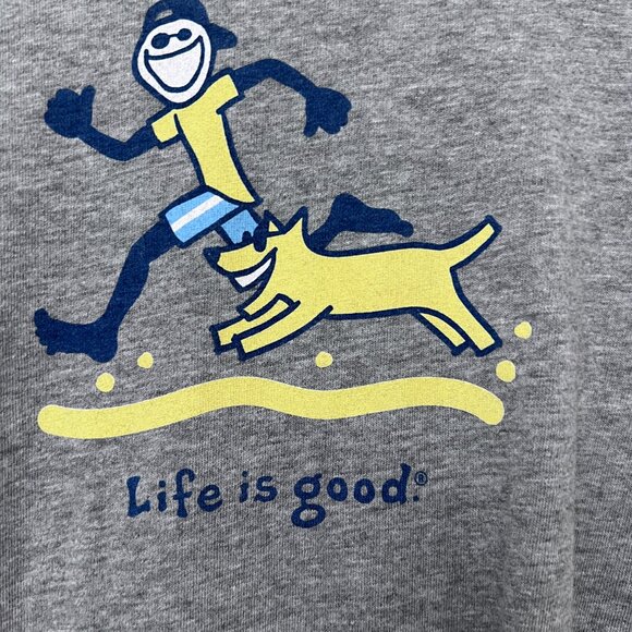 Life Is Good Men's XXL Crusher Tee Gray Running Dog Graphic T-Shirt Casual - Picture 4 of 9